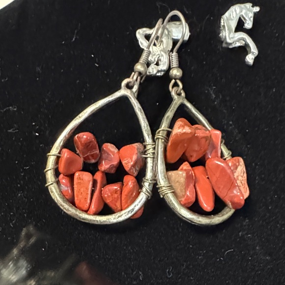 Jewelry - Red Jasper Teardrop Chip Stone Dangle Earrings